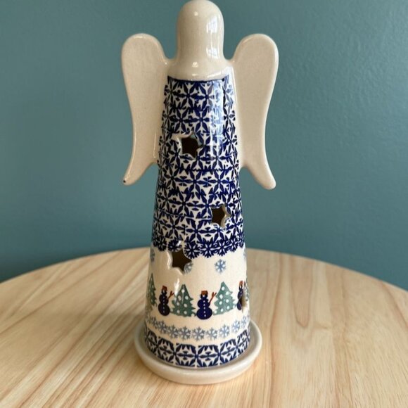 Boleslawiec Polish Pottery Angel Tealight Holder Handcrafted In Poland With Chri - Picture 6 of 10